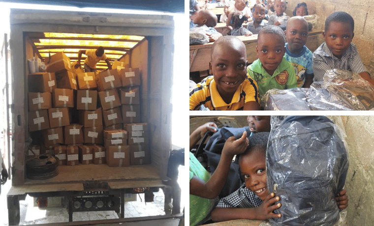 Distribution des kits scolaires à l’école Barbe, et Damier Gessé dans le programme de parrainage de la Chaîne des Matheux (CDM)